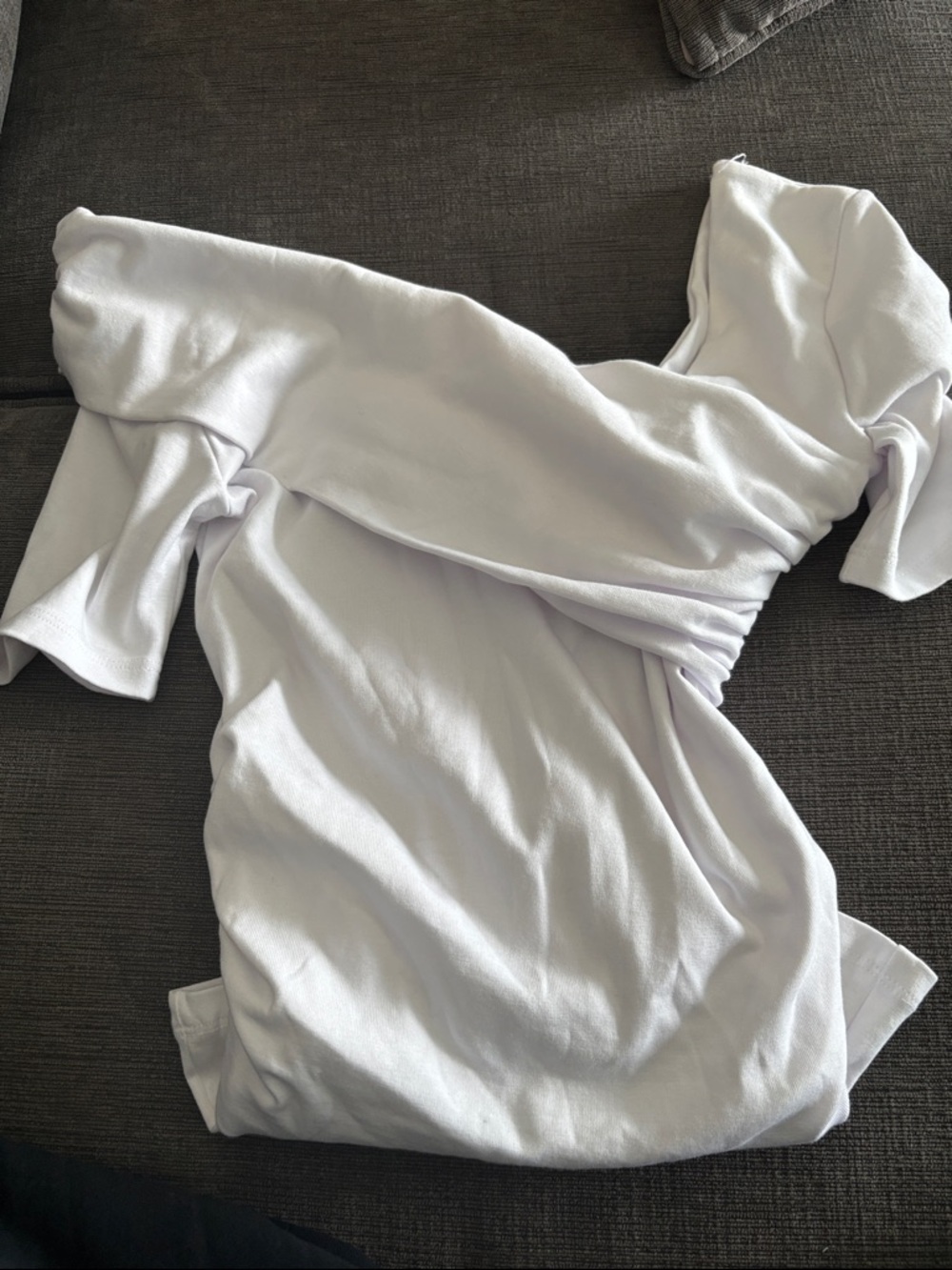 Zara White Off-Shoulder Ruched Top - Picture 2 of 4